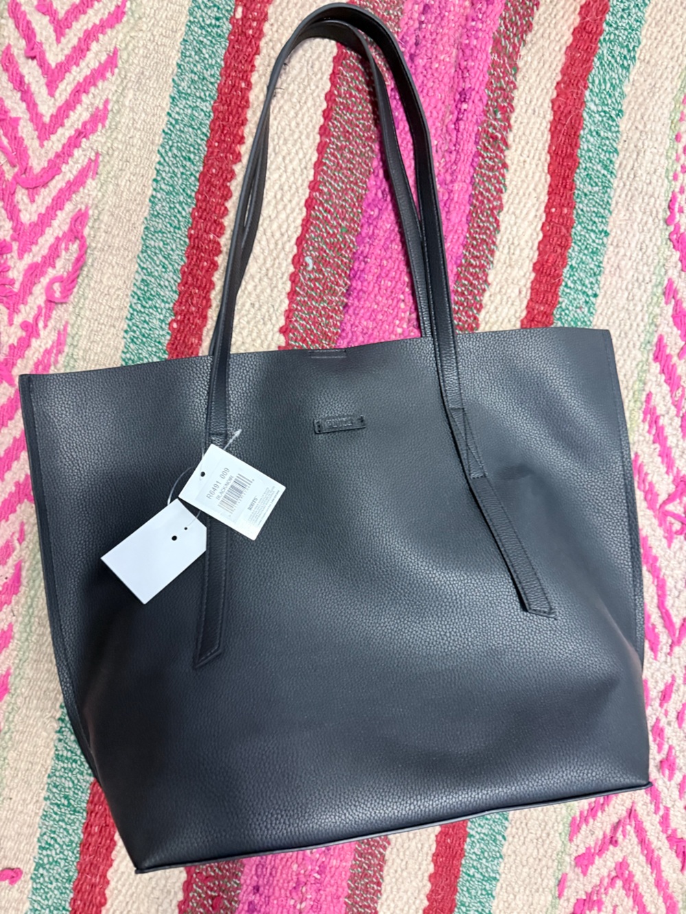 Roots Black Pebbled Leather Tote Bag